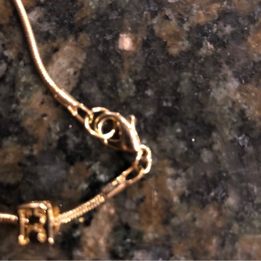 Gold Tone R Initial Necklace - Picture 3 of 4